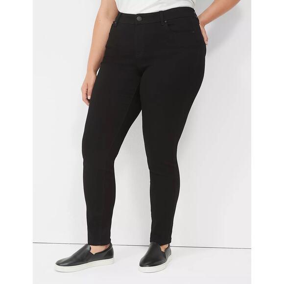 Lane Bryant Signature Fit Sateen Skinny Mid Rise Black Jeans Plus Size 28 NWT - Picture 1 of 16